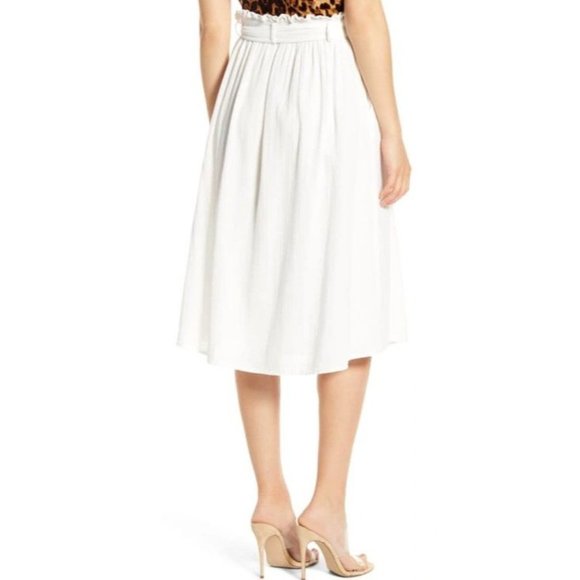 Vero Moda Sammi Tie Waist Cotton Midi Skirt In Snow White Size Small NWT - Picture 2 of 6